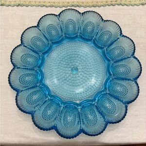 Horizon Blue deviled egg plate Indiana Glass